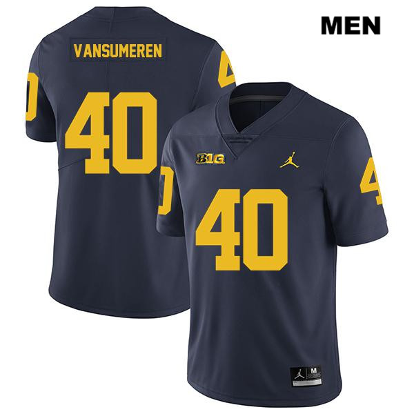 Men's NCAA Michigan Wolverines Ben VanSumeren #40 Navy Jordan Brand Authentic Stitched Legend Football College Jersey RA25V66LI
